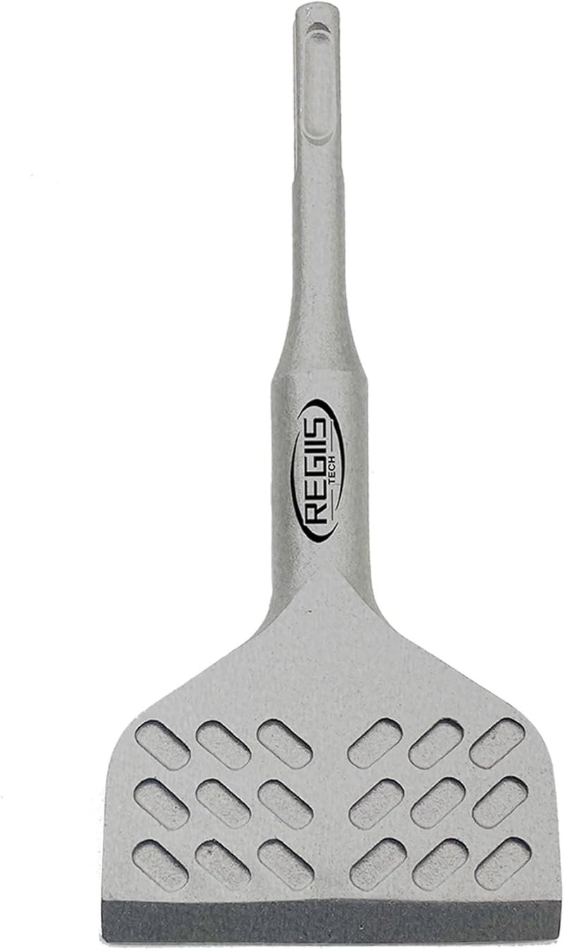 Regiis Tech SDS Plus Floor Scraper 4 in. x 11 in. Wide Angled Flooring Adhesives Remover, Cranked Thinset Removal Chisel Tool - Image 1